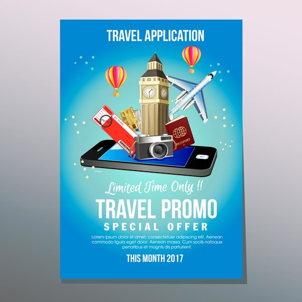 travel application poster vector