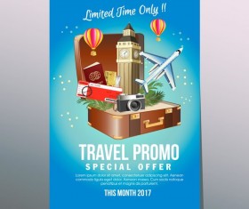travel suitcase poster template vector