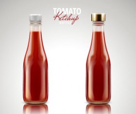 2 bottle tomato ketchup vectors