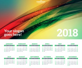 2018 calendar with green abstract background vector 03