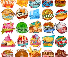 25 food labels vector set