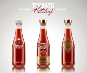 3 bottle tomato ketchup vectors