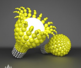3D lightbulb illustration with idea template vector 01