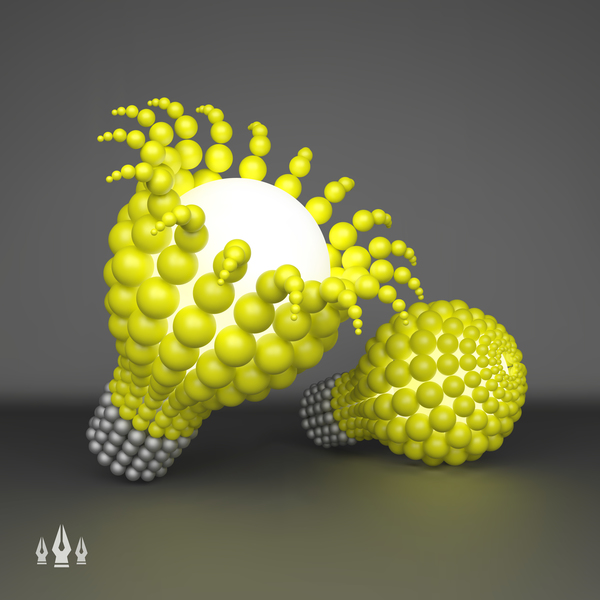 3D lightbulb illustration with idea template vector 01