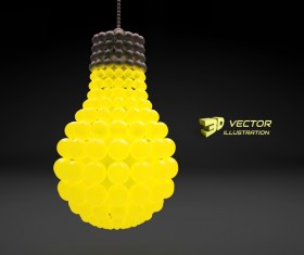 3D lightbulb illustration with idea template vector 02