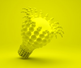 3D lightbulb illustration with idea template vector 03