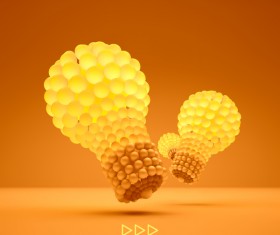 3D lightbulb illustration with idea template vector 06