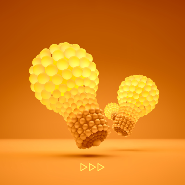 3D lightbulb illustration with idea template vector 06