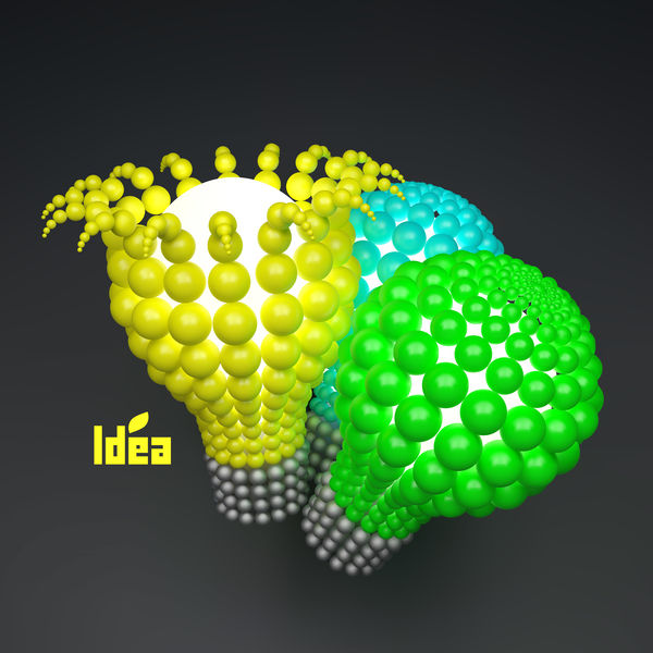 3D lightbulb illustration with idea template vector 10