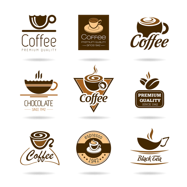 6 Kind coffee logos creative vector