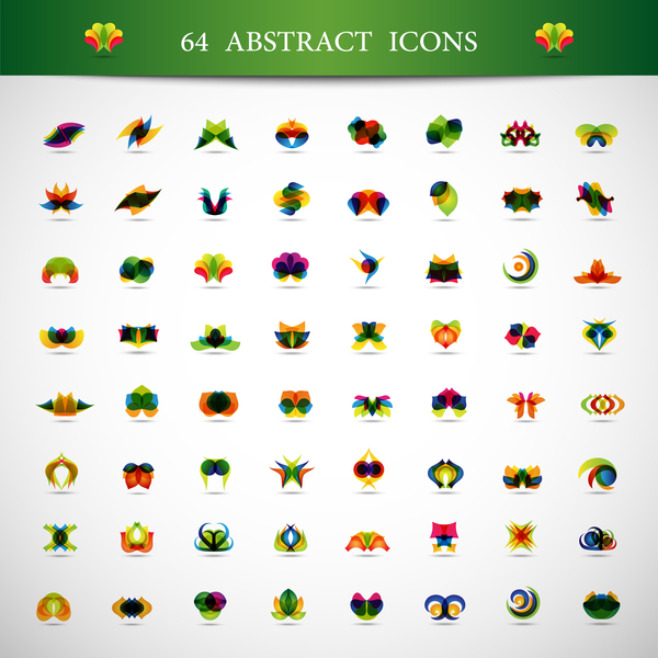 64 abstract icons design vector