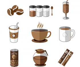 9 coffee illustration design vector