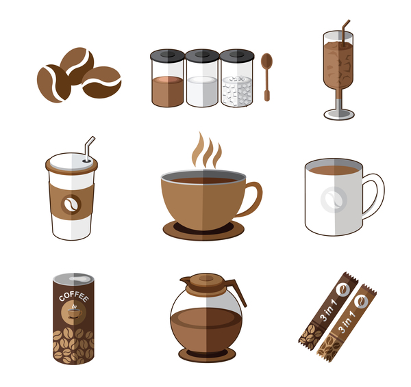 9 coffee illustration design vector