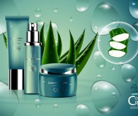 Aloe vera cosmetic ream poster vectors template 01