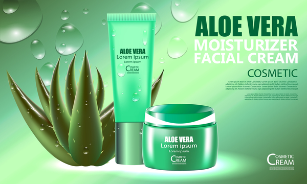 Aloe vera cosmetic ream poster vectors template 05