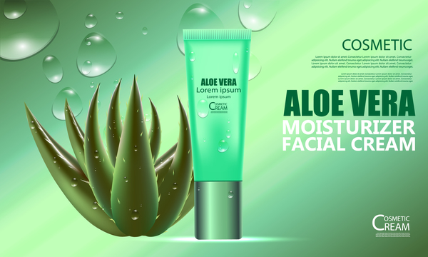 Aloe vera cosmetic ream poster vectors template 07