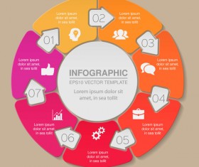 Arrow with circles infographic vectors material