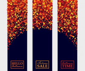 Autumn leaves vertical banners vectors 01