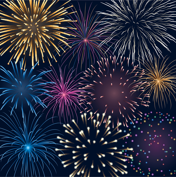 Background with fireworks design vector material free download
