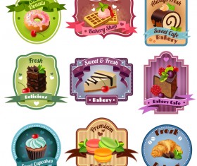 Bakery with cupcake labels vector desing