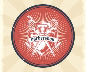 Barbershop retro badge vector material 01