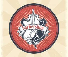 Barbershop retro badge vector material 03
