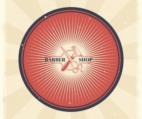 Barbershop retro badge vector material 04