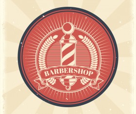 Barbershop retro badge vector material 05