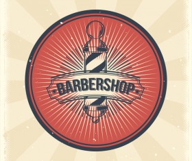 Barbershop retro badge vector material 06