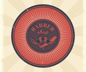 Barbershop retro badge vector material 07