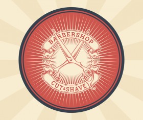 Barbershop retro badge vector material 09