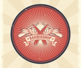 Barbershop retro badge vector material 10