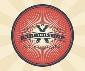 Barbershop retro badge vector material 11