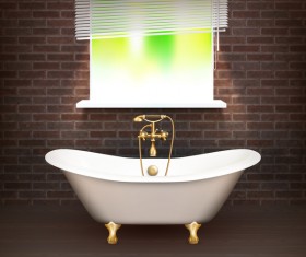 Bathroom interior design realistic vector 01