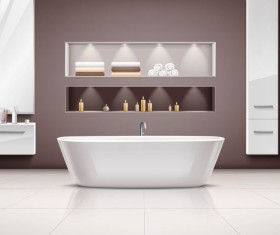 Bathroom interior design realistic vector 02