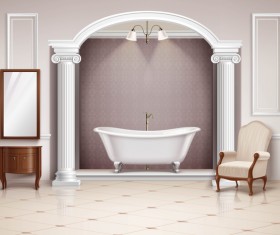 Bathroom interior design realistic vector 03