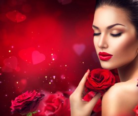 Beautiful woman with roses Stock Photo