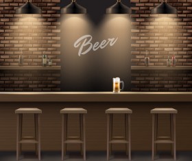 Beer bar interior design vector
