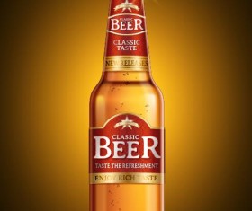 Beer bottle with brand sticker vector