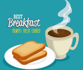 Best breakfast with coffee vector 02