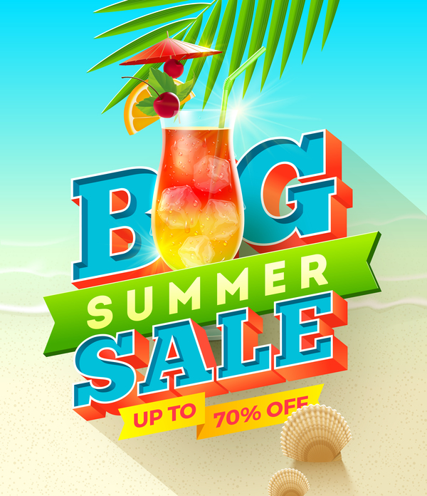 Big sale creative summer poster vector