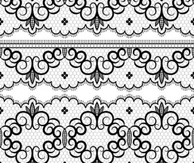 Black lace seamless borders set vector 03