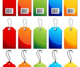 Blank colored tag vector set