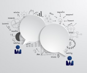 Blank speech bubbles with infographic vector 02