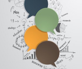 Blank speech bubbles with infographic vector 03