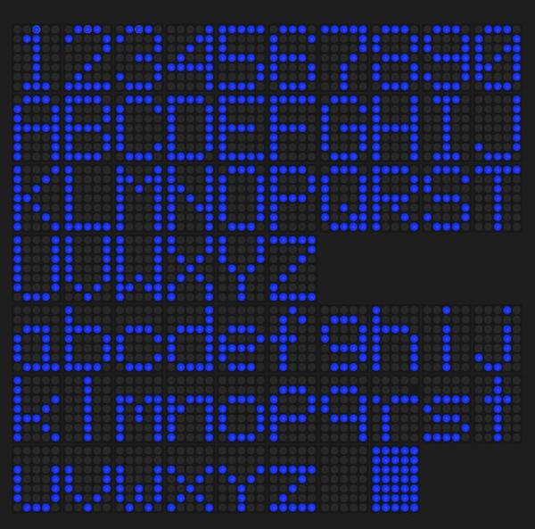 Blue LED alphabet vector