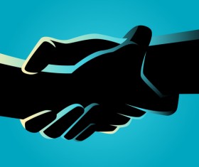 Blue Silhouette Holding Hands vector