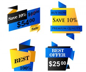 Blue origami sale banners vector