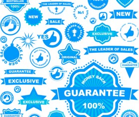 Blue retro labels with ribbon vector