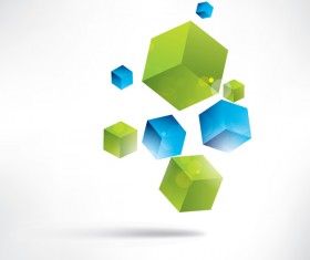 Blue with green cube background illustration vector
